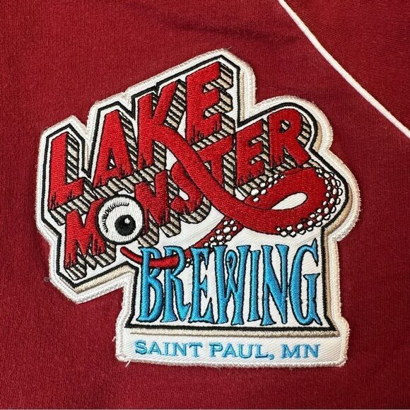 LAKE MONSTER BREWING Ca Fleece Red Zip Front Sweatshirt Size Medium - Picture 3 of 13